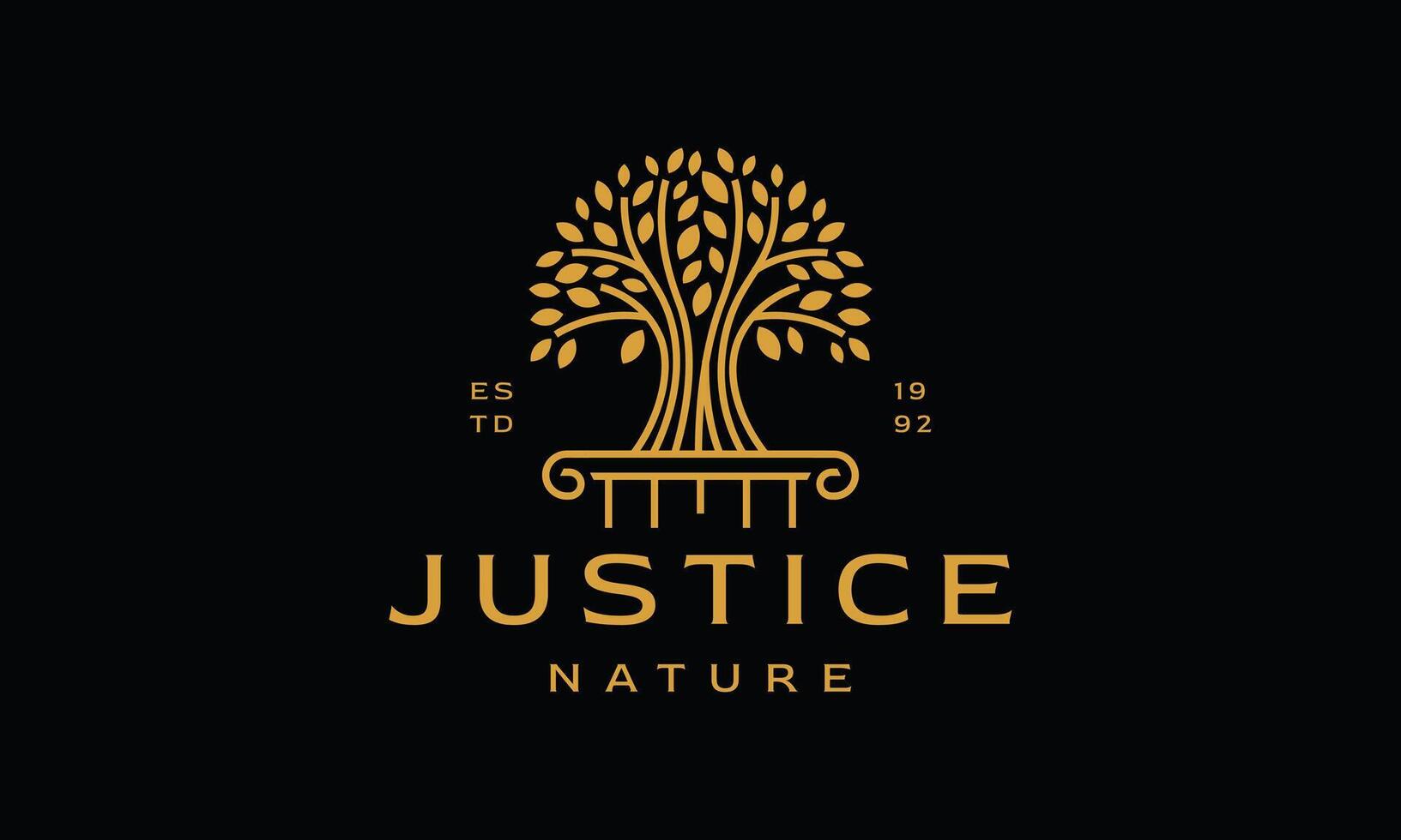 Elegant and Luxurious Justice Tree Logo Design vector