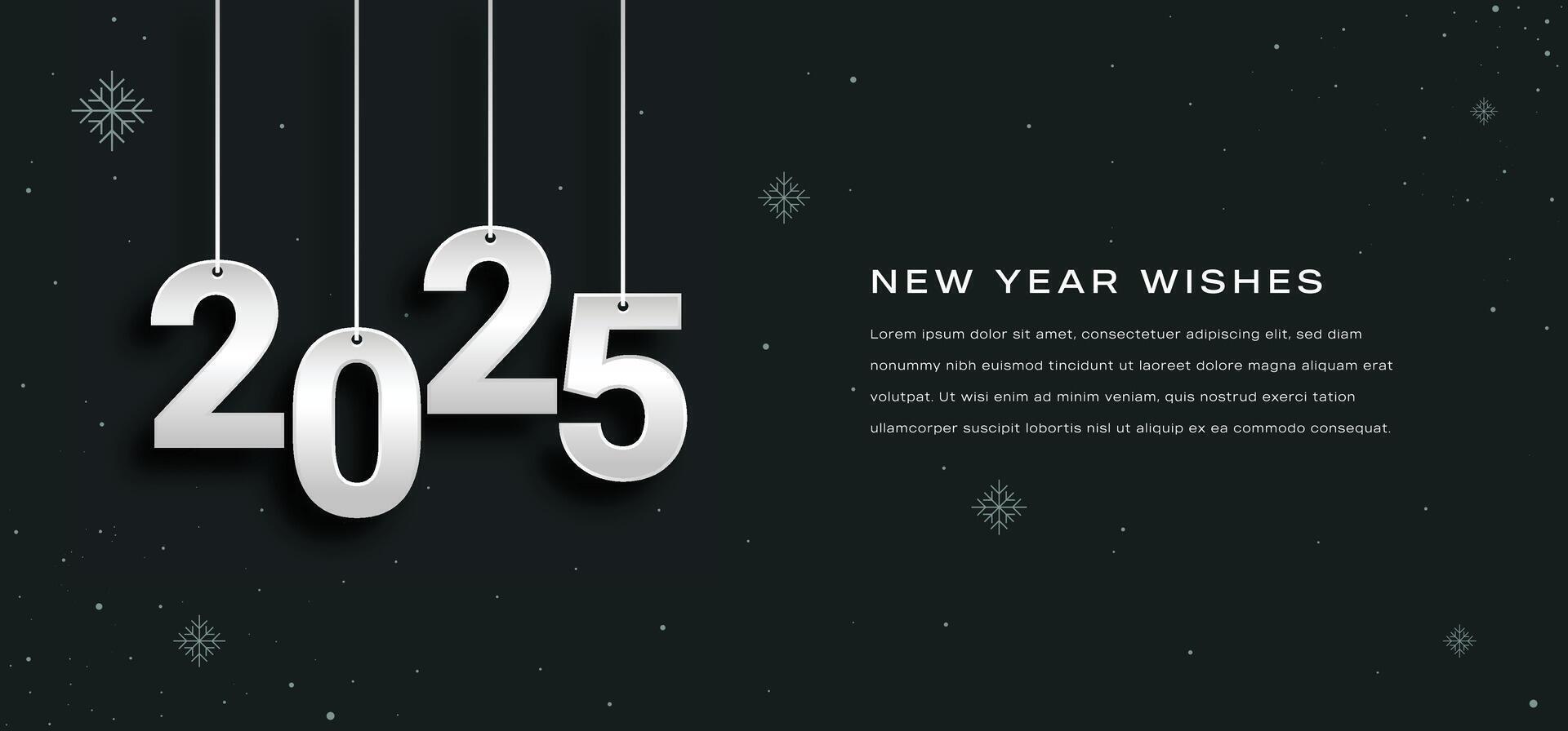 2025 new year design template illustration with hanging decoration theme vector