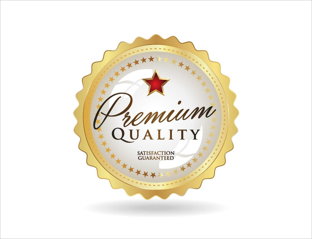Premium Quality emblem golden badge on white background vector
