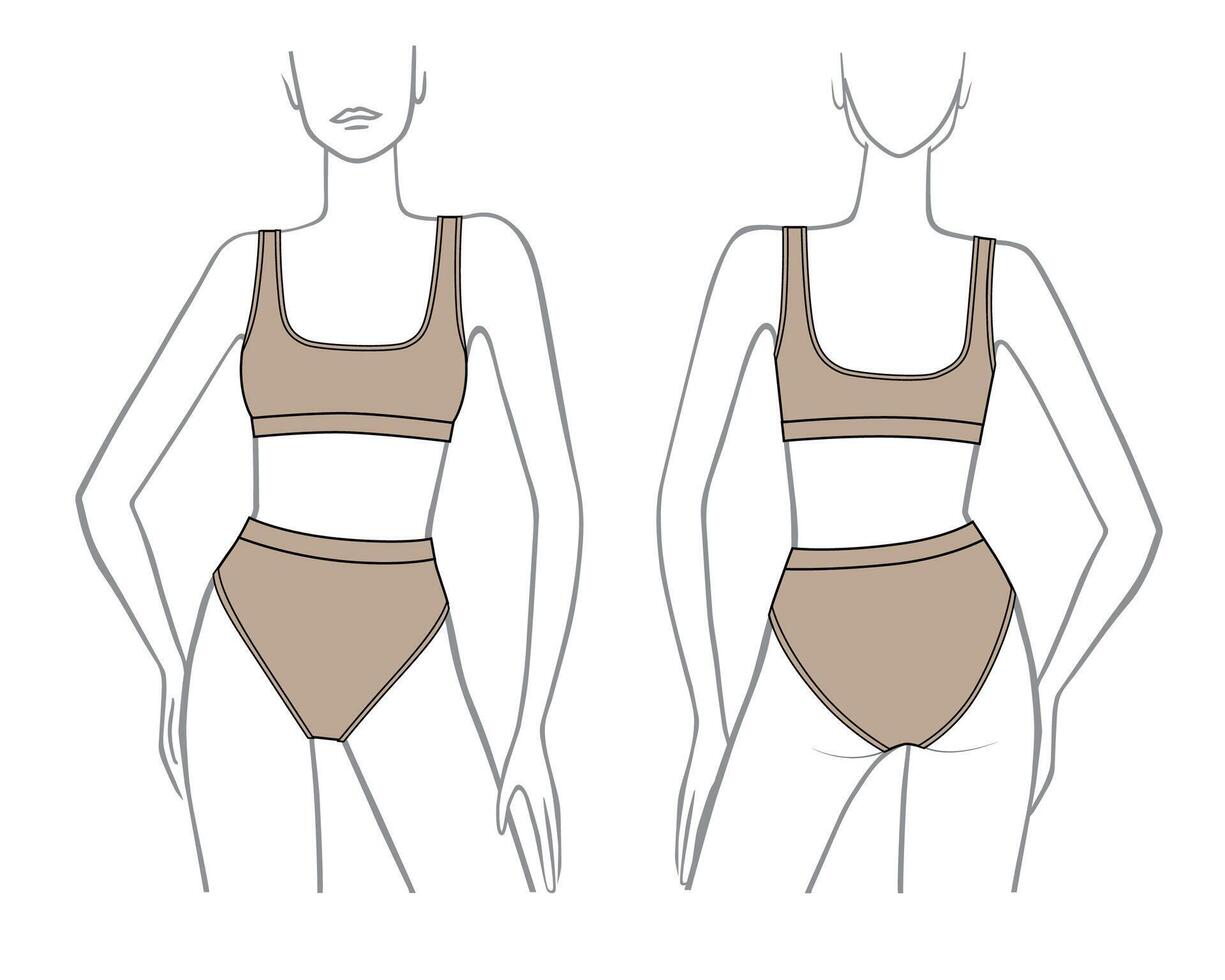 Female body shapes in a swimsuit vector
