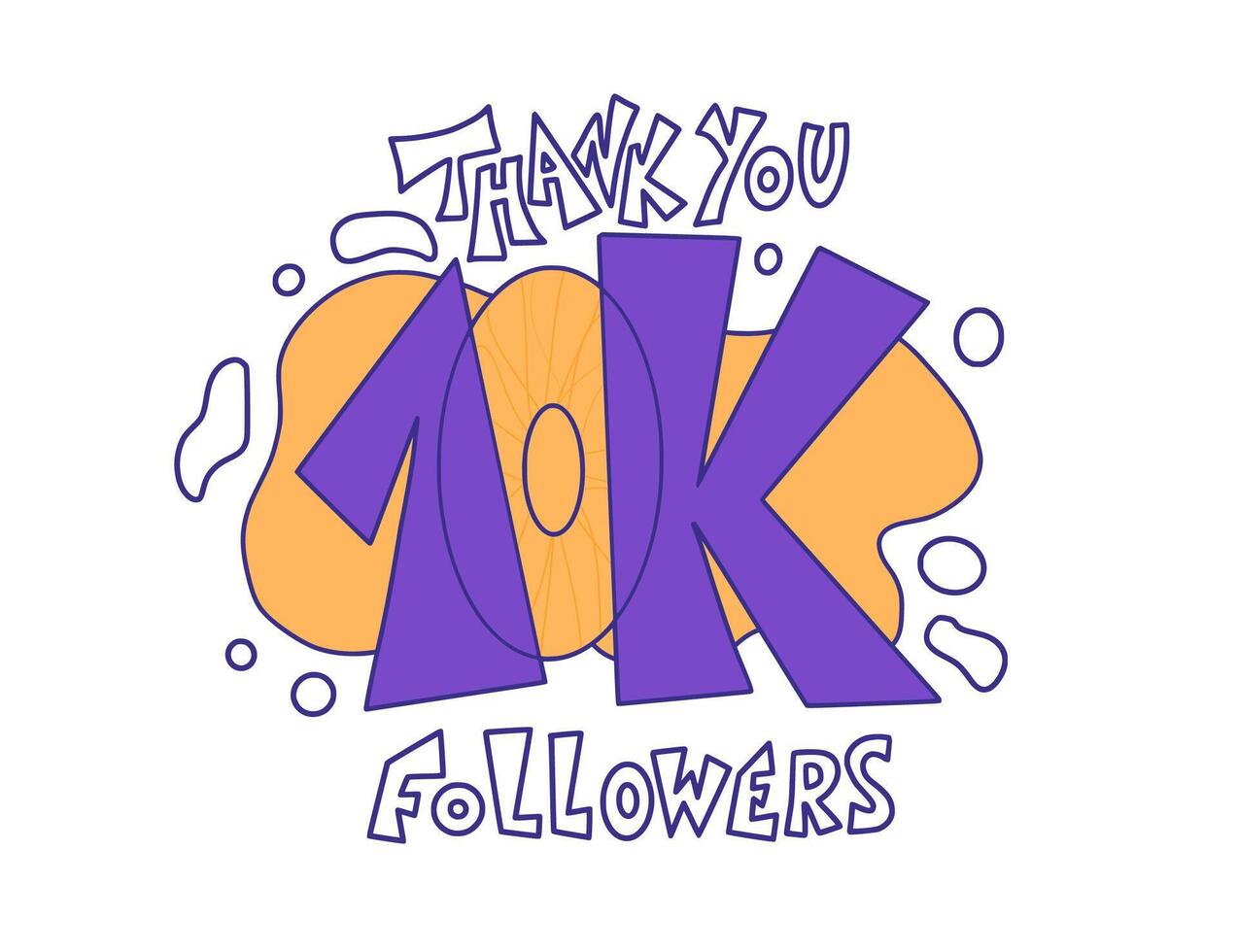 10K folowers thank you card. illustration. vector