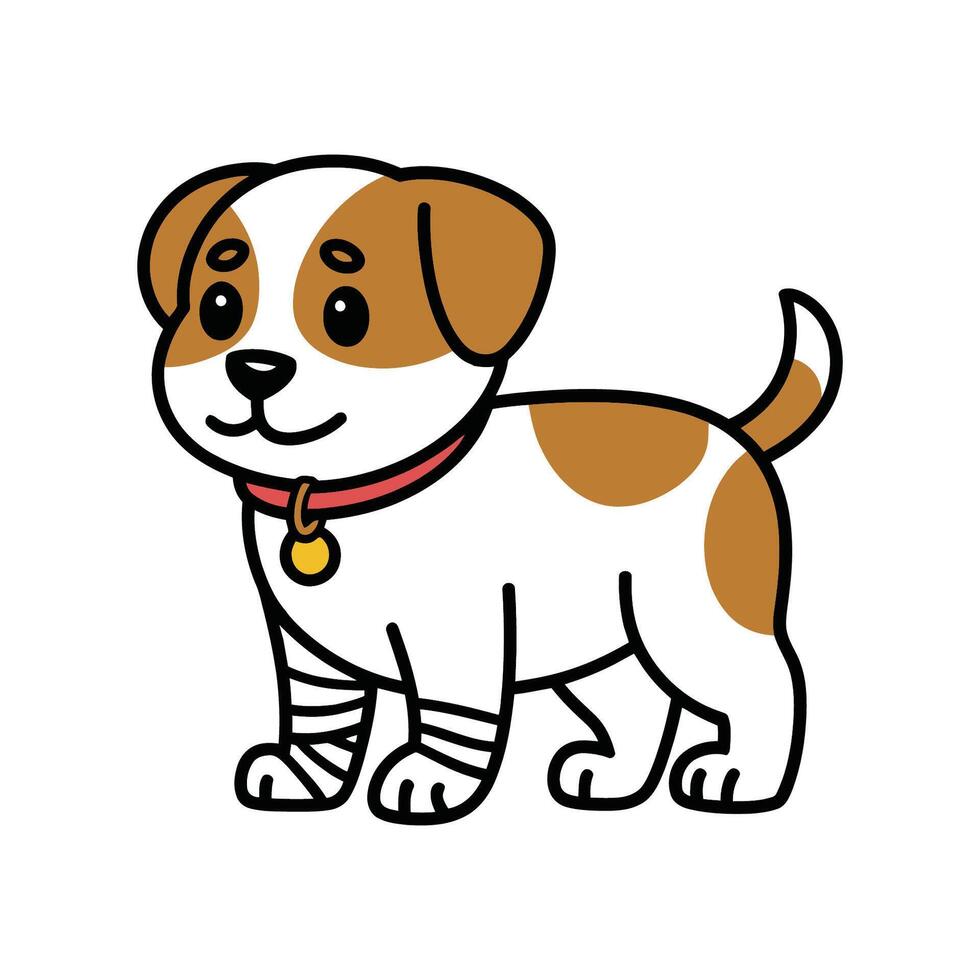 Cartoon Puppy with Bandaged Leg Illustration vector
