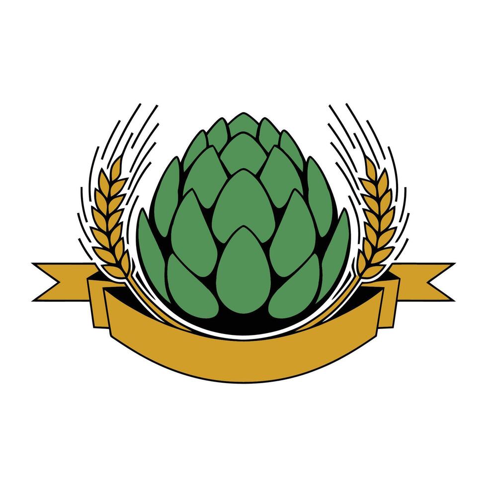 Hop and Wheat Emblem Illustration vector