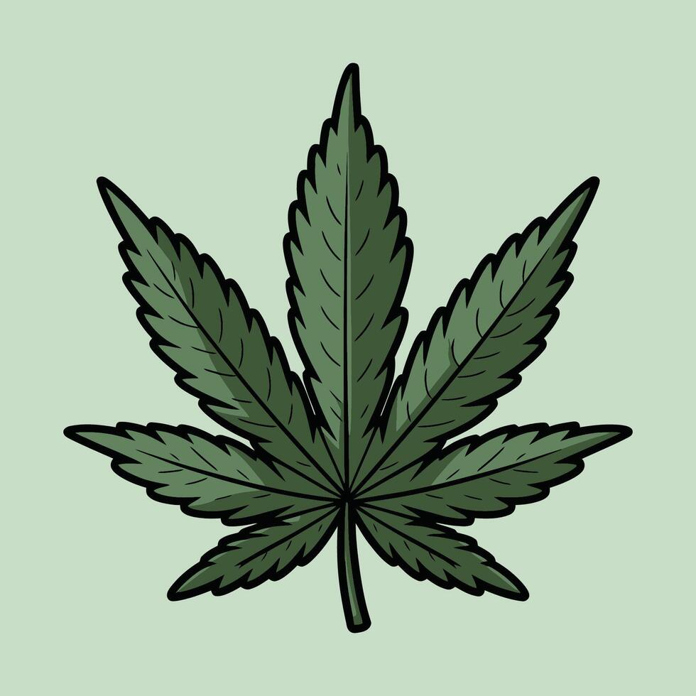 Cannabis Leaf Illustration on Green Background vector