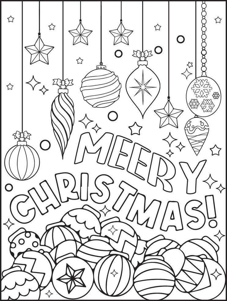 merry Christmas color worksheet vector