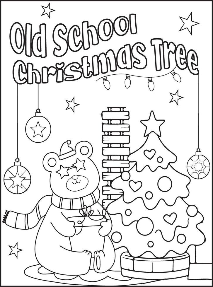 old school Christmas color worksheet vector