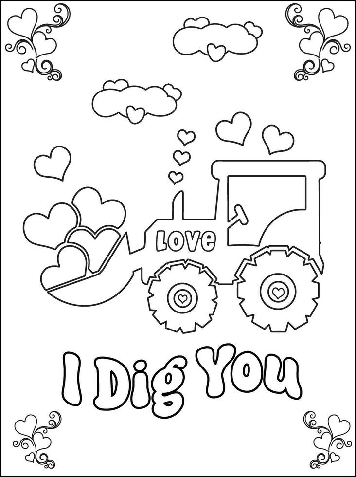 i dig you valentine color pages vector