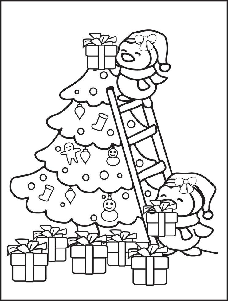 Christmas tree color worksheet vector
