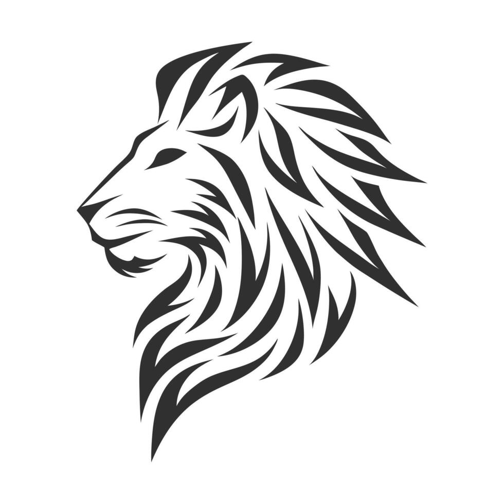Abstract lion face design with smooth curves vector
