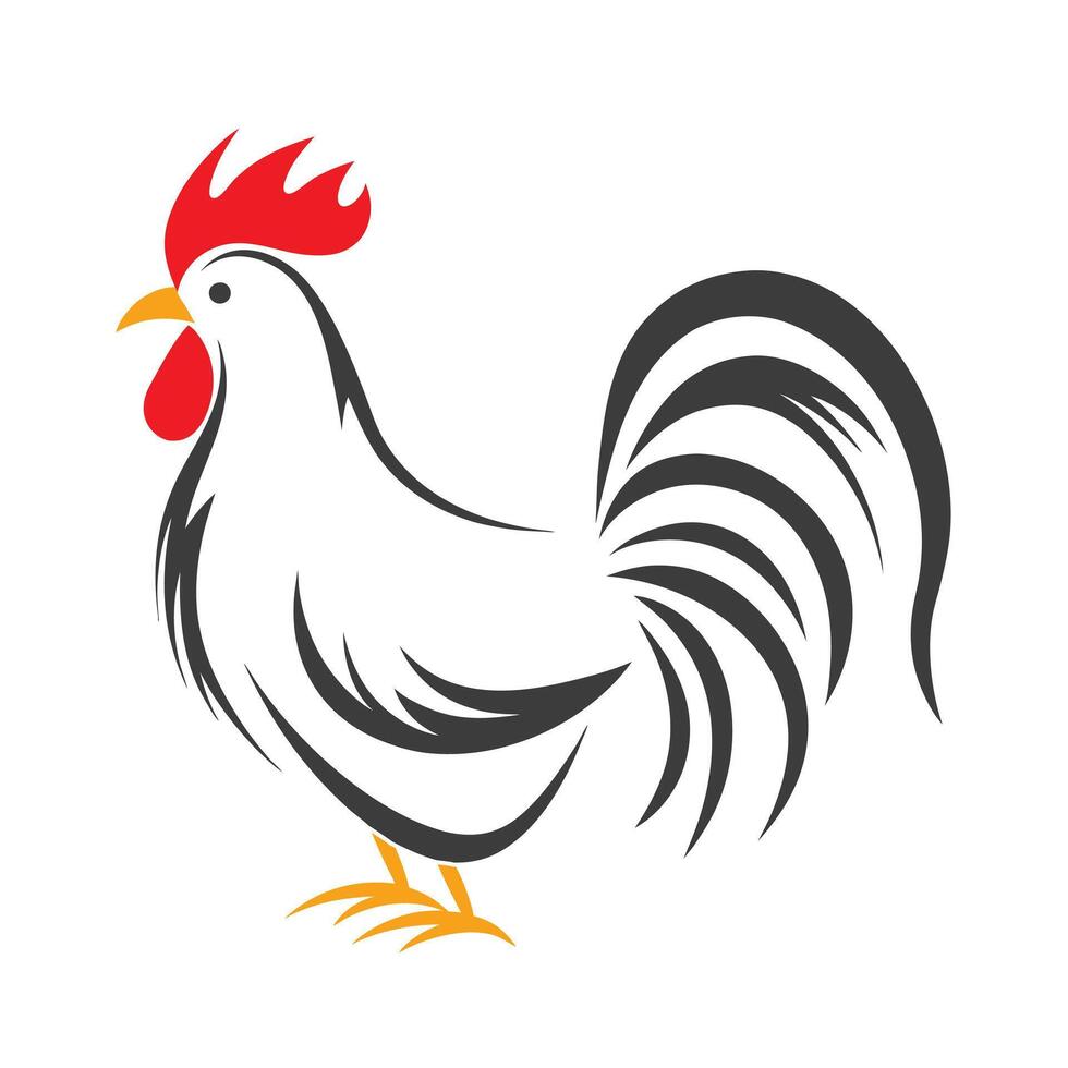 Minimalist rooster illustration in flat style vector