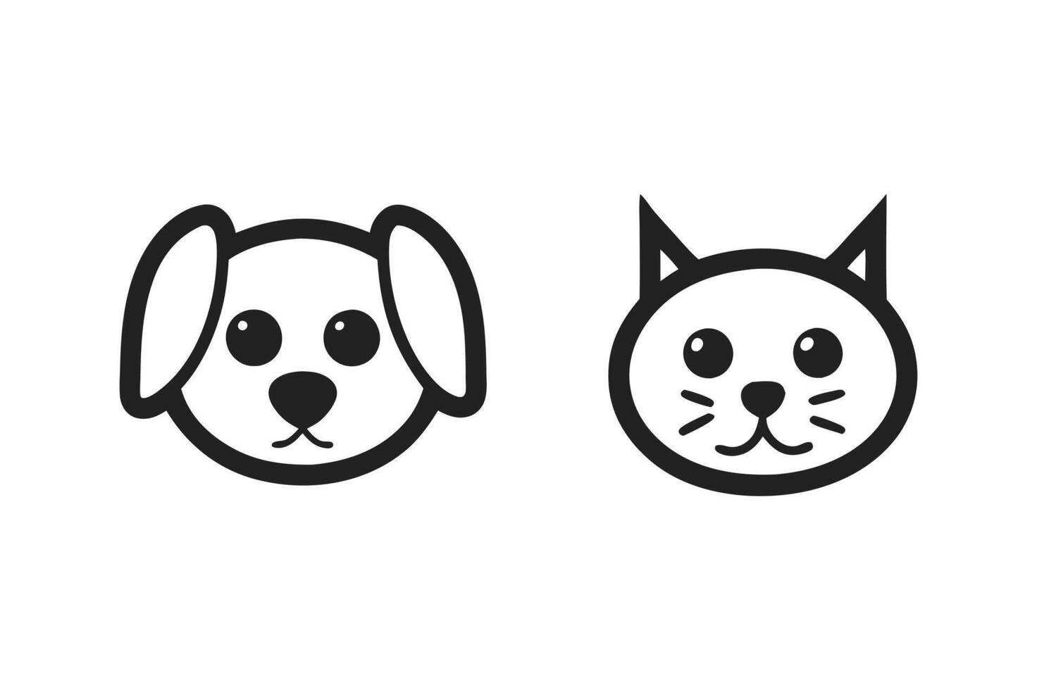 Cat and dog logo line art for print and web vector