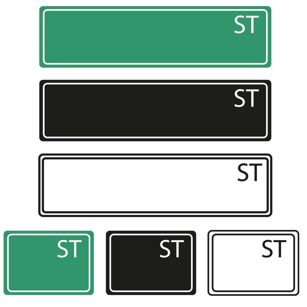 Blank street sign icon set. Street sign illustration sign or symbol collection. vector