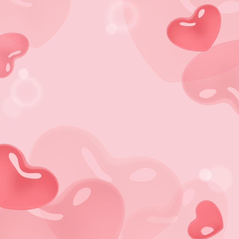 3d candy hearts social media cute romantic background design with copy space vector