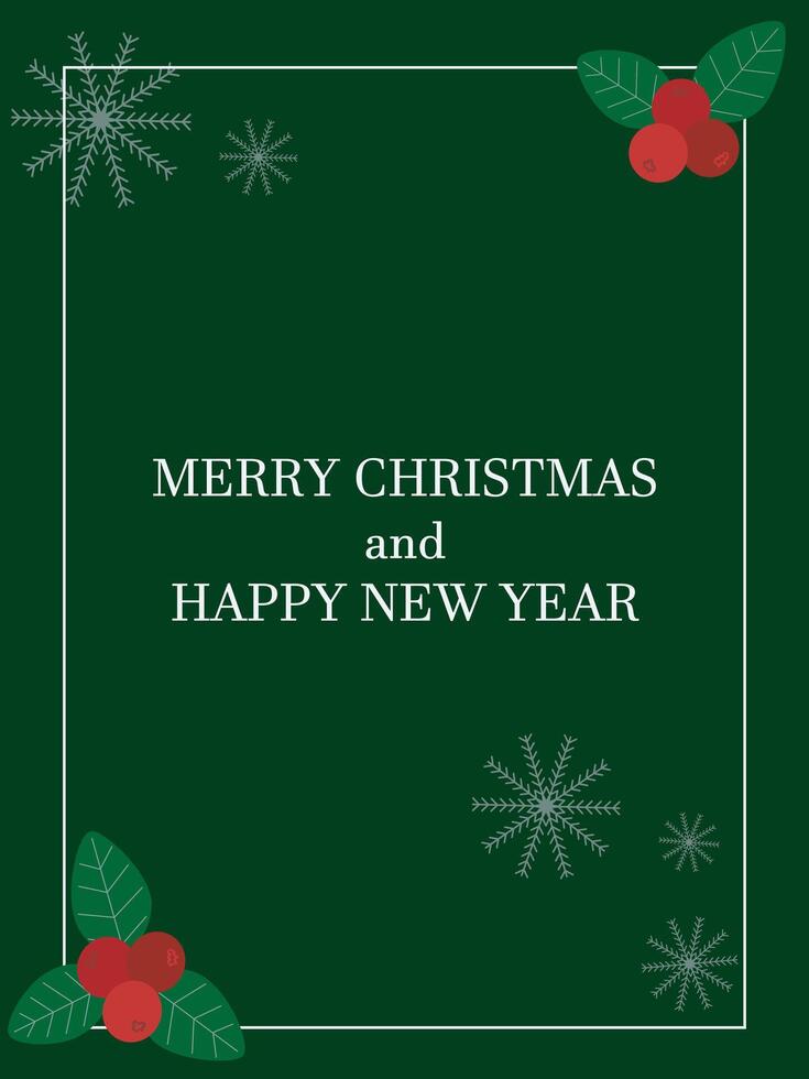 Merry Christmas and Happy New Year rectangular vertical card vector