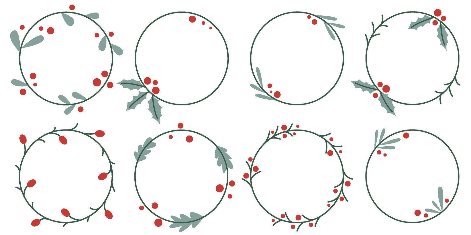 Set of botanical frames in doodle sketch style vector