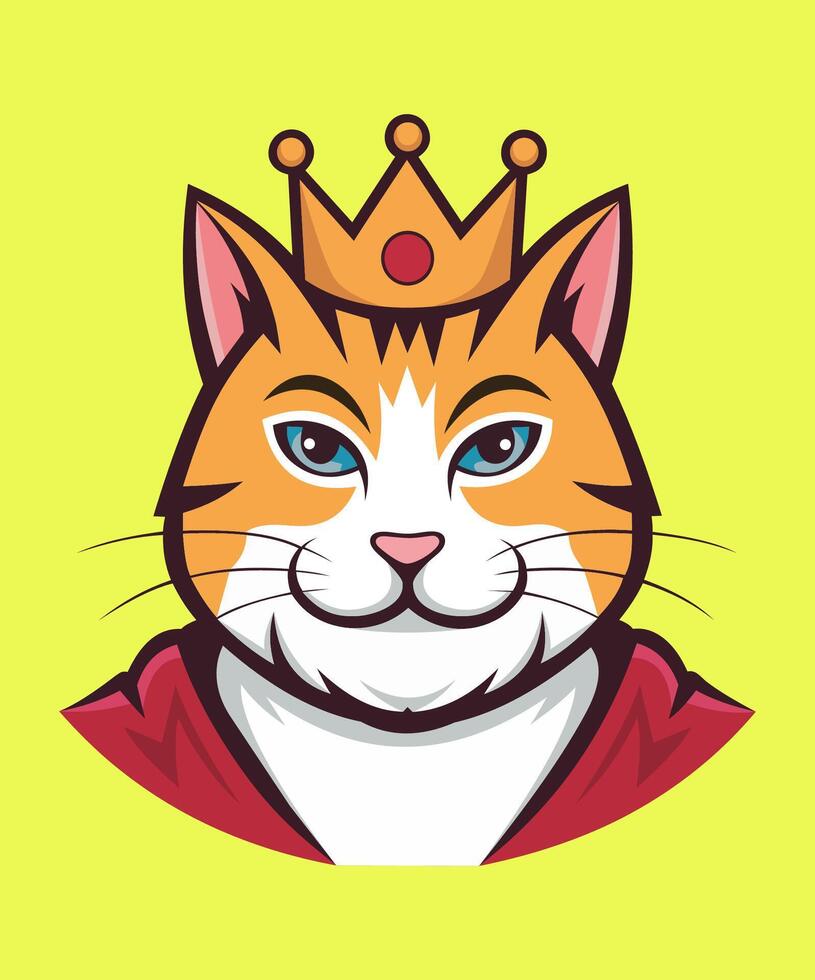 Cat King Mascot Logo Design Illustration vector