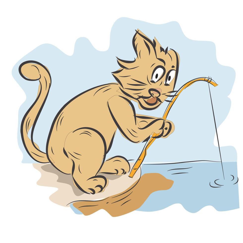 Fishing Cat Illustration vector