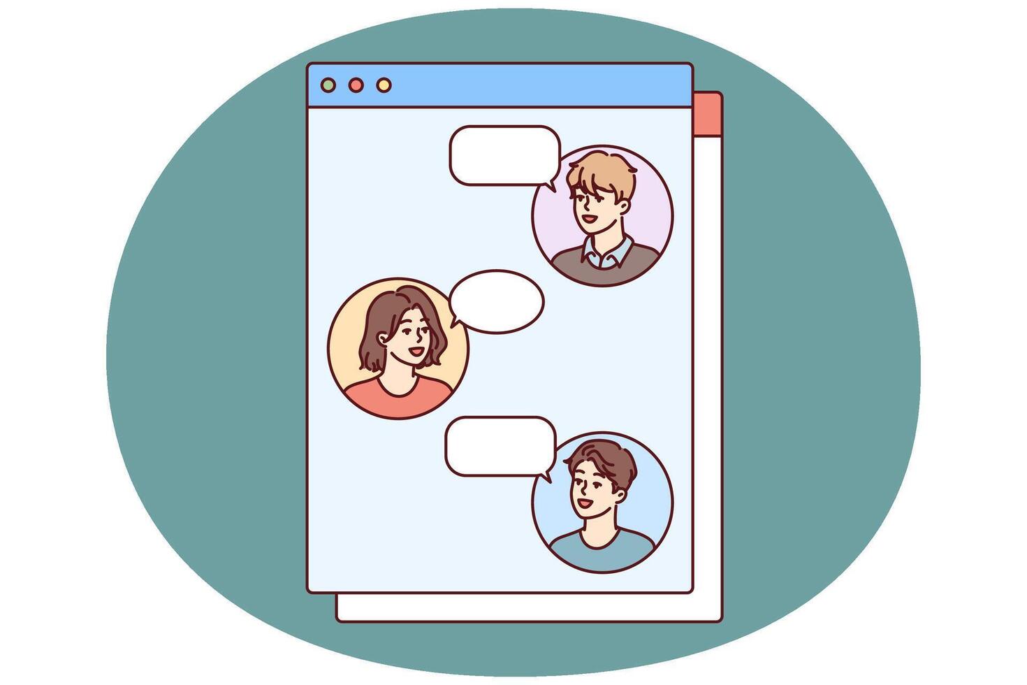 Colleagues communicate in chatbox by exchanging messages in Internet application for phone vector