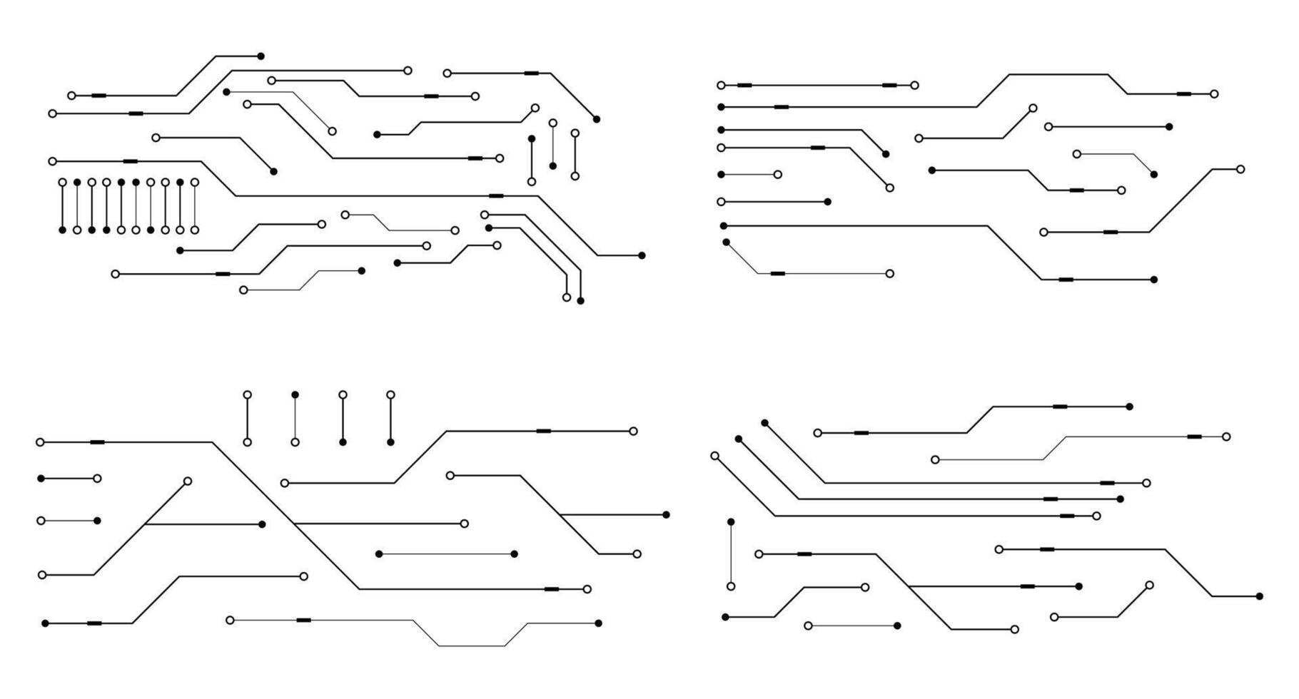 Set of printed circuit board. Abstract futuristic circuit board. Hi tech digital circuit board. Futuristic technology design elements. illustration vector