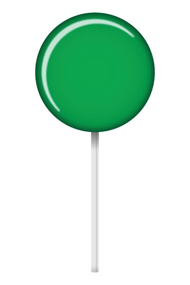 Green lollipop on stick. Lollipop sugar candy on stick. Illustration for new years day, winter holiday, dessert, new years event. illustration vector