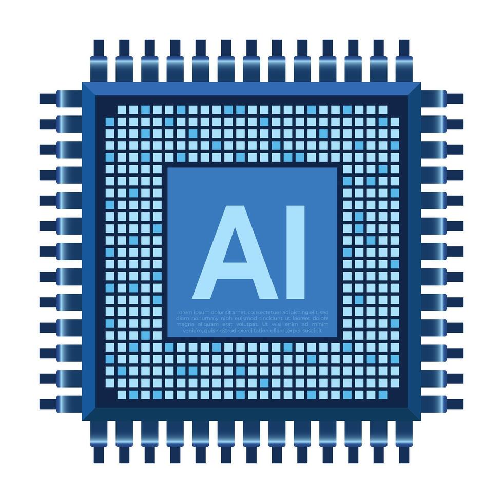 Artificial intelligence chip. AI processor concept. Futuristic microchip processor. AI chip symbol. Technology innovation concept. illustration vector