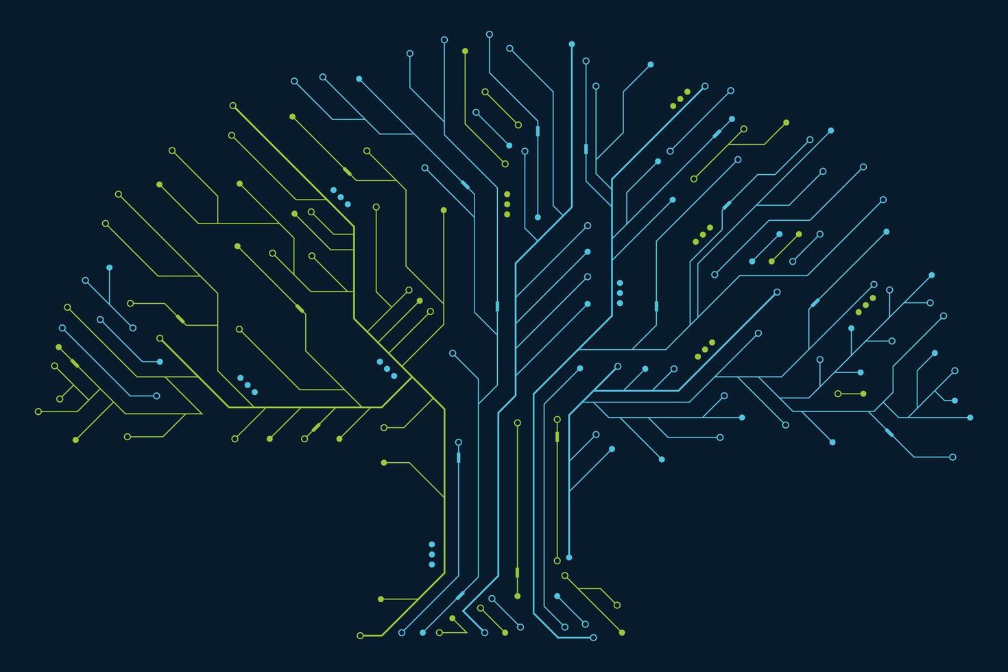 Circuit board tree. Tree data technology circuit line. Abstract futuristic circuit board. Futuristic technology design elements. illustration vector