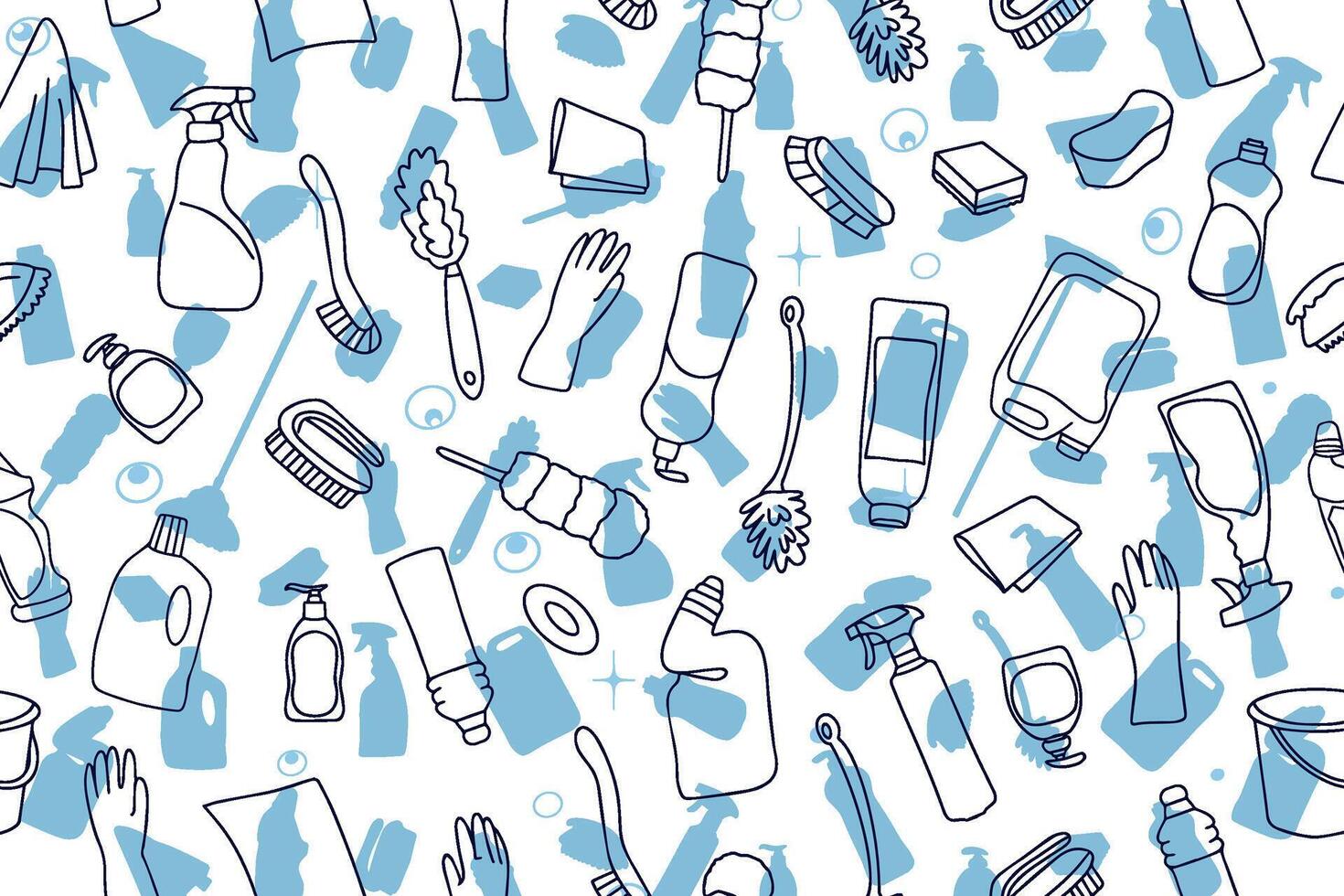 Fashionable Seamless pattern of cleaning equipment. vector