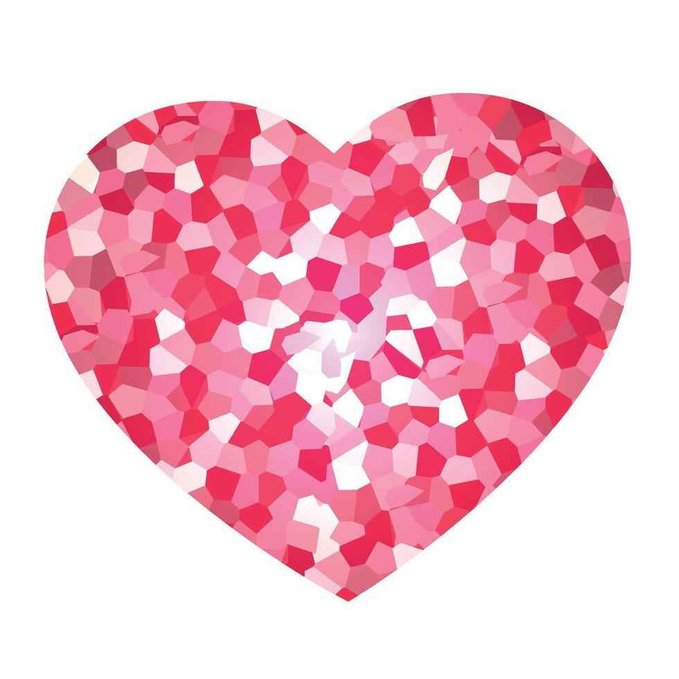 Mosaic heart. Abstract mosaic pink heart design on a white background. Romantic design element with symbol of love. Valentines Day card. vector