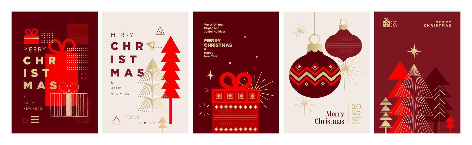 Christmas and New Year Greeting Cards. illustration concepts for greeting card, party invitation card, website banner, social media banner, marketing material. vector