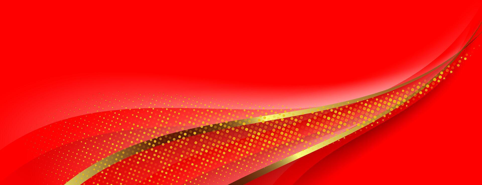 red and gold luxury abstract background with wavy lines and glitter vector