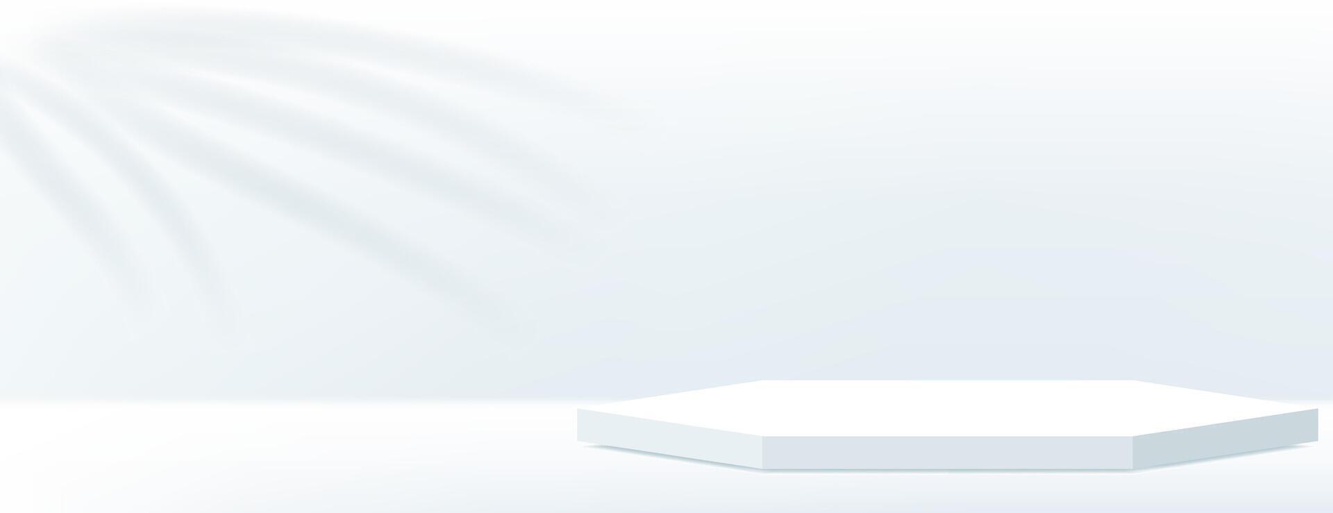 3d white hexagonal podium background for product display presentation vector
