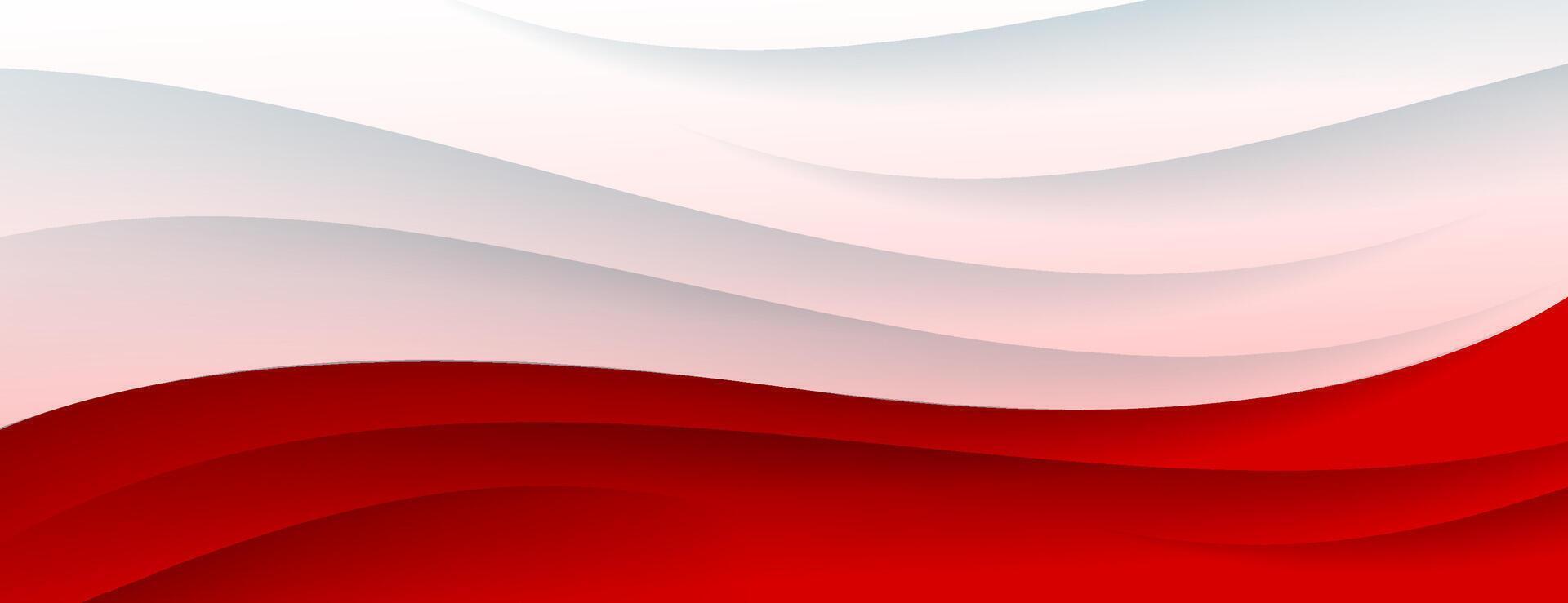 white and red wave paper abstract background vector