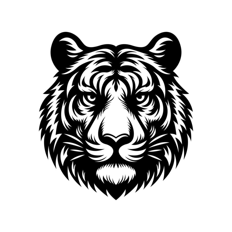 Tiger head silhouette. monochrome design vector