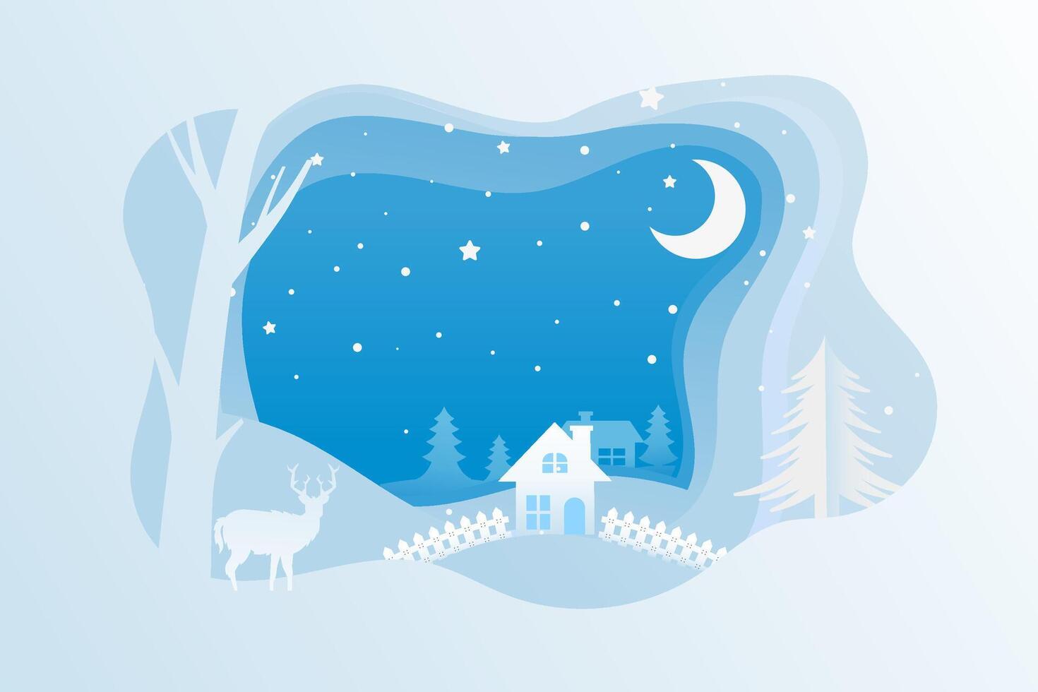 Winter Background for covers, invitations, posters, banners, flyers, placards. Blue minimal template design for branding, advertising with winter christmas composition in paper cut style illustration. vector