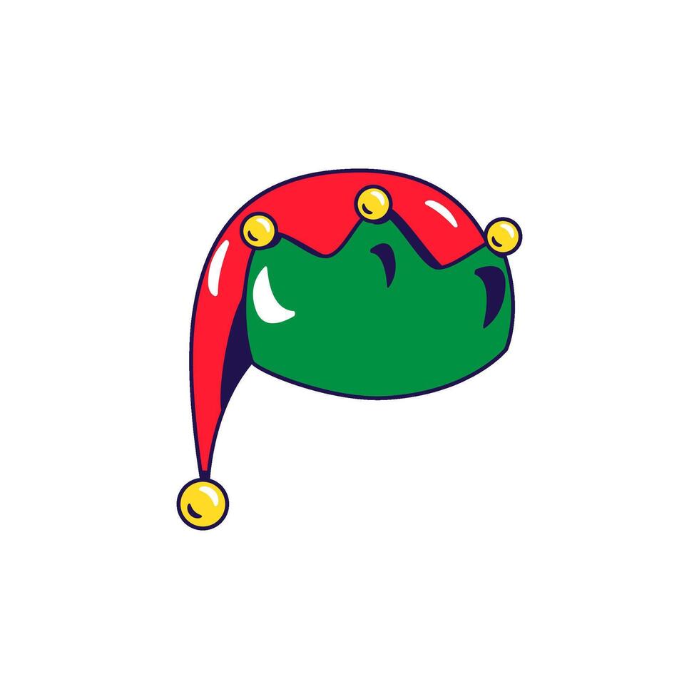 Bright funny elf hat with bells vector