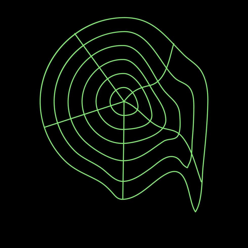 Y2K Rave Psychedelic Futuristic Deformed Round Net in trendy neon green black style vector