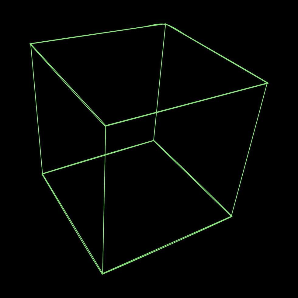 Y2K Rave Psychedelic Futuristic Minimalistic Cube in trendy neon green black style vector