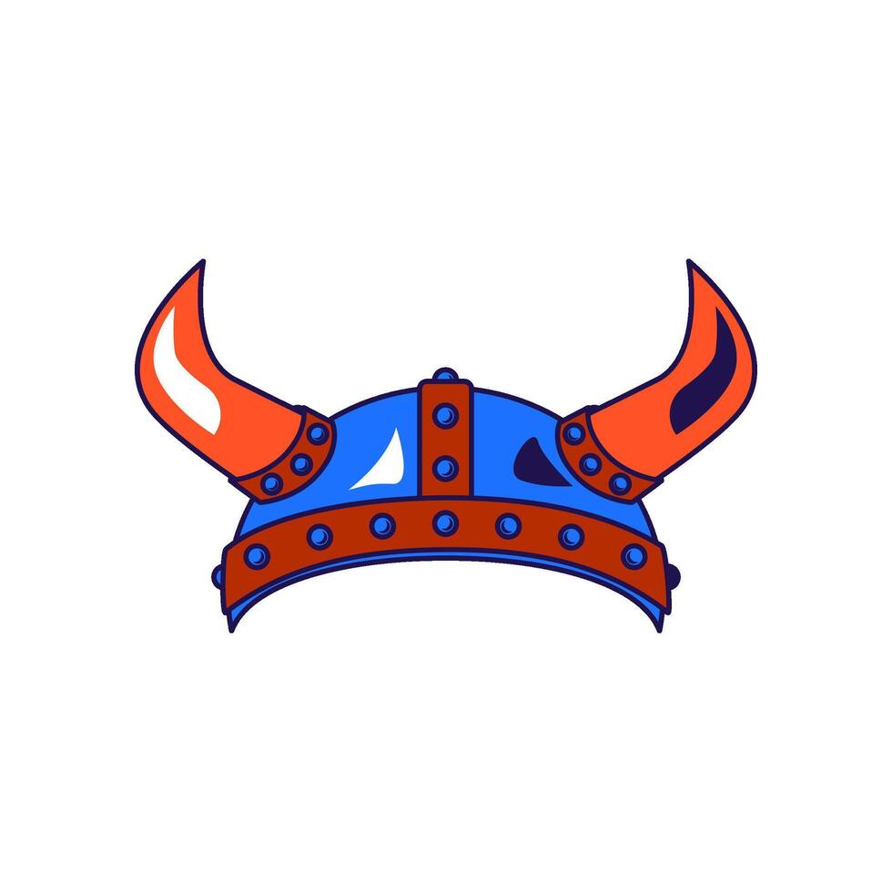 Fantasy iron riveted helmet with horns vector