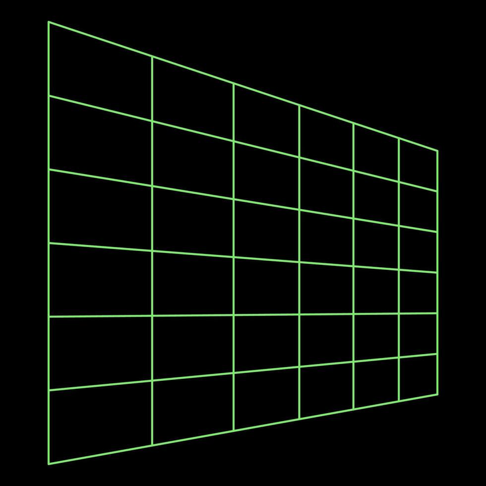 Y2K Rave Psychedelic Futuristic Perspective Polygonal Grid in trendy neon green black style vector