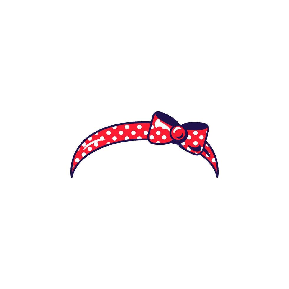Polka dot retro headband with a bow vector