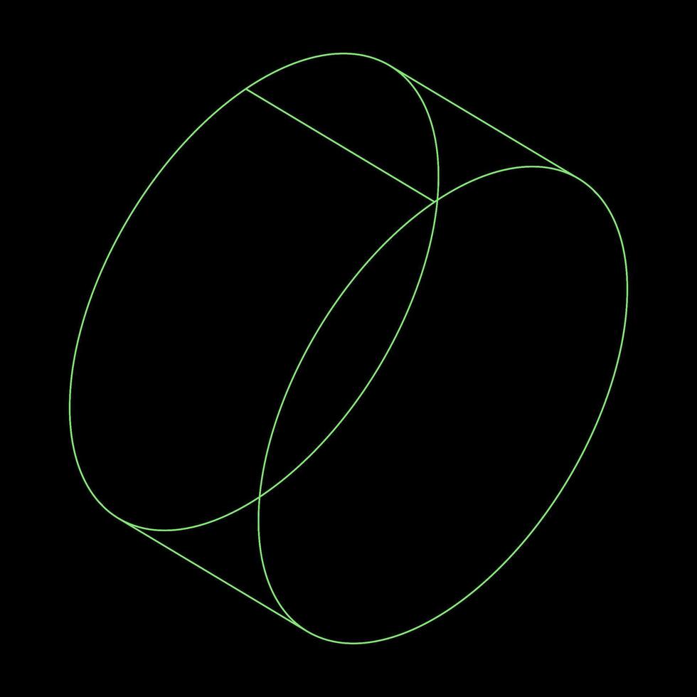 Y2K Rave Psychedelic Futuristic Cylinder Shape in trendy neon green black style vector