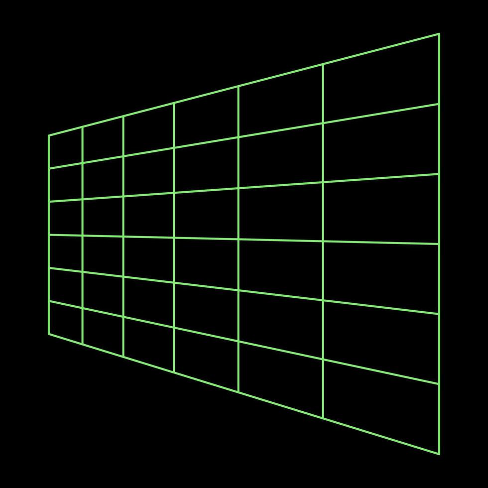 Y2K Rave Psychedelic Futuristic Perspective Grid in trendy neon green black style vector