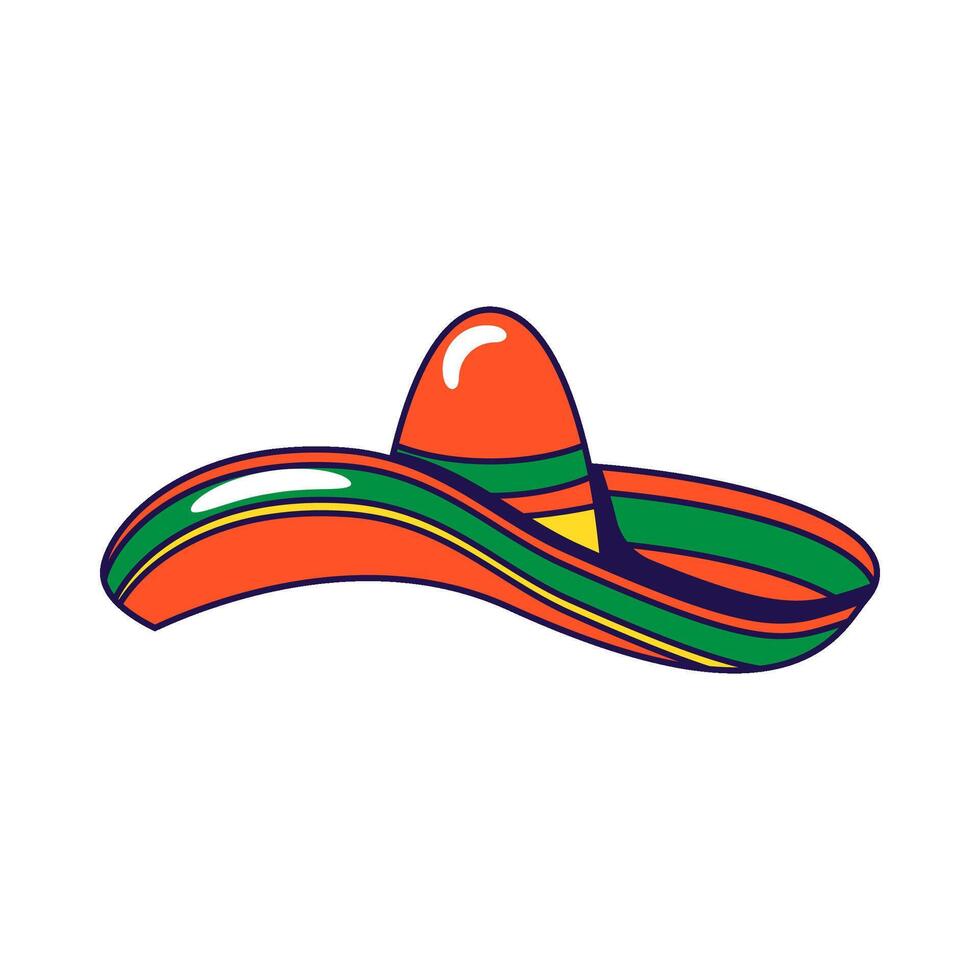 Sombrero Mexican hat with wide brims and decorative stripes vector