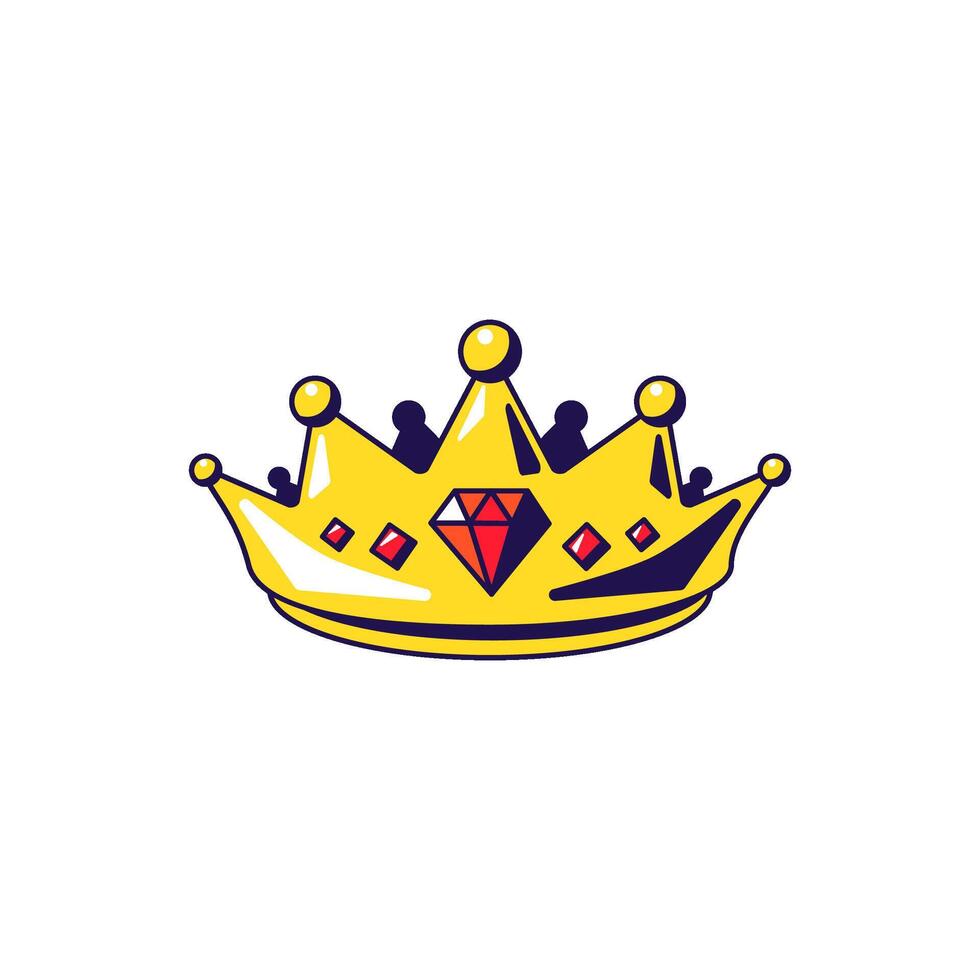 Luxury golden crown with ruby and gemstones vector