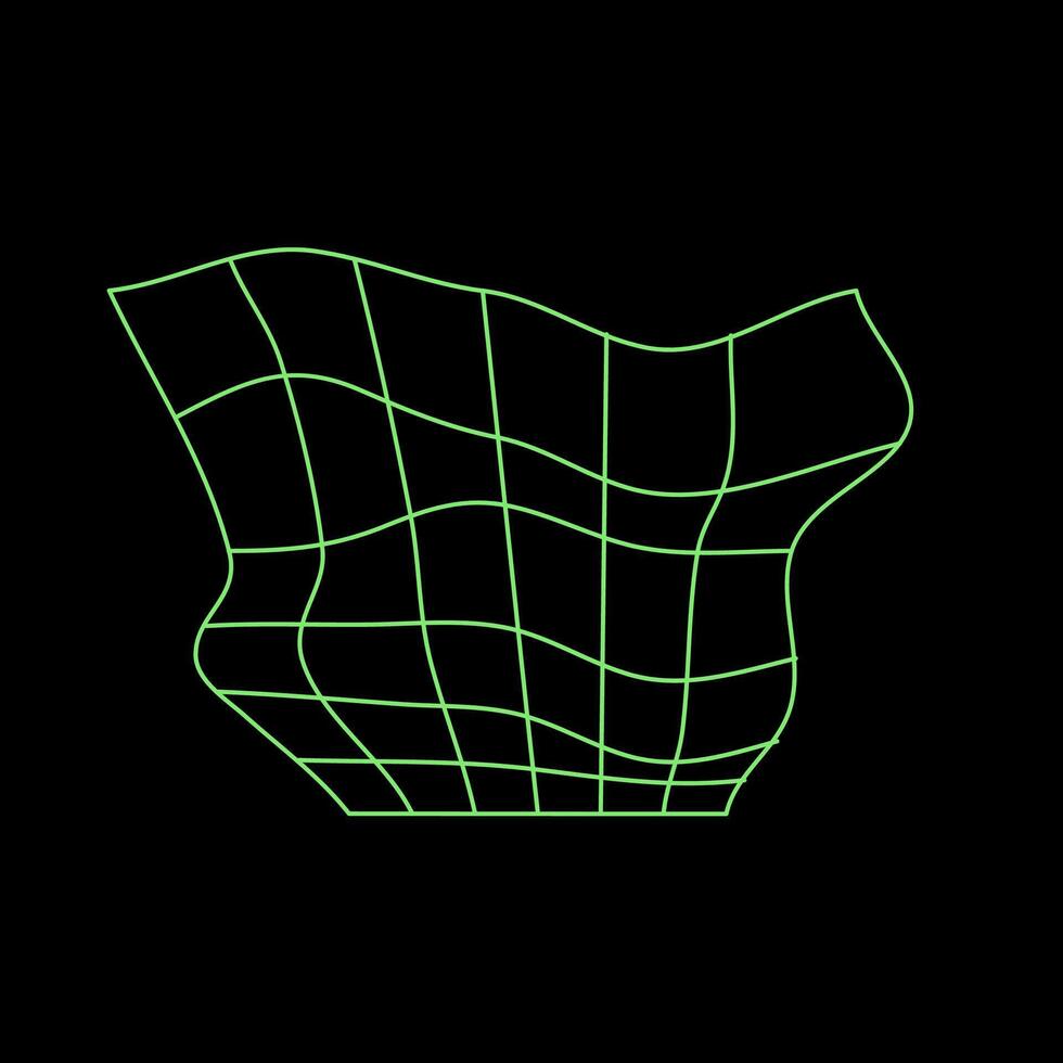 Y2K Rave Psychedelic Futuristic Distorted Grid in trendy neon green black style vector
