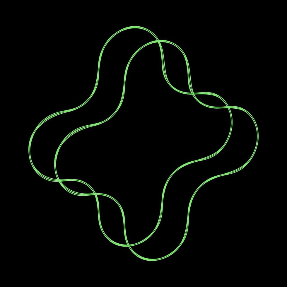 Y2K Rave Psychedelic Futuristic Cross-Shaped Form in trendy neon green black style vector