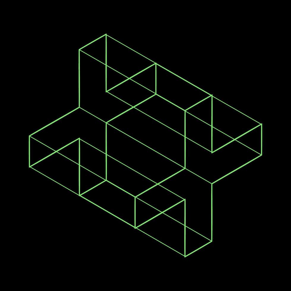 Y2K Rave Psychedelic Futuristic Double Cross in trendy neon green black style vector