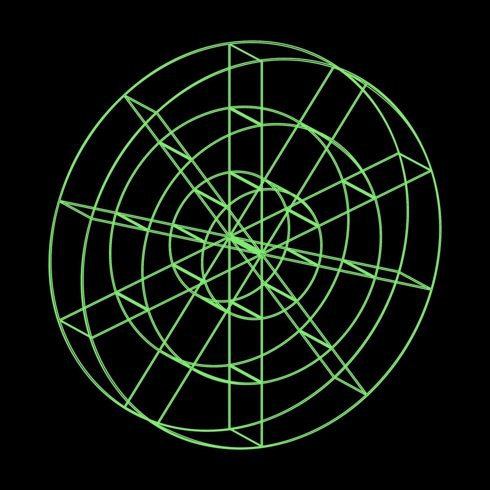 Y2K Rave Psychedelic Futuristic Frame Wheel in trendy neon green black style vector