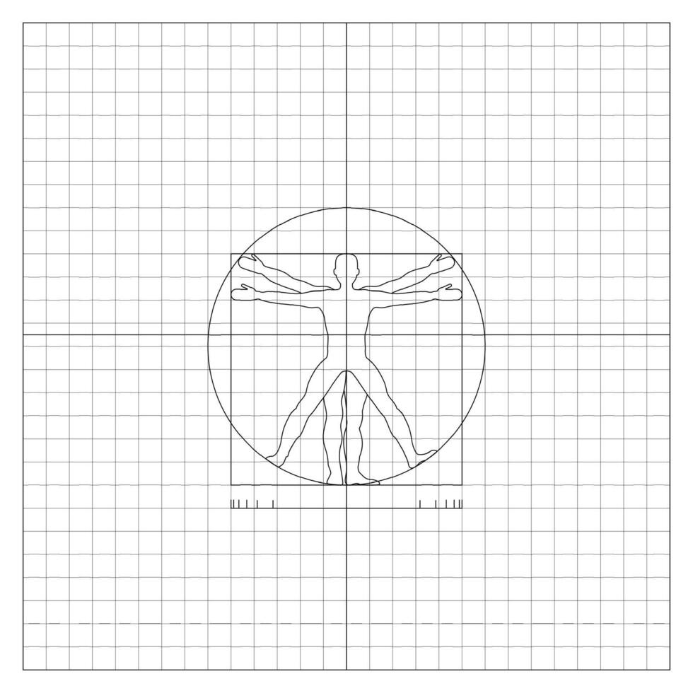 Leonardo Da Vinci Depiction Of Man Inside Circle vector