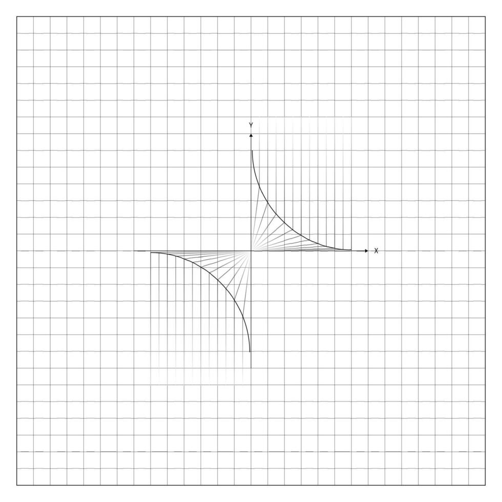 Arcs On Coordinate Grid On Notebook Sheet vector